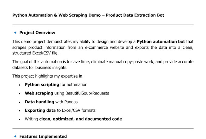 develop python web scraping bots and API integration